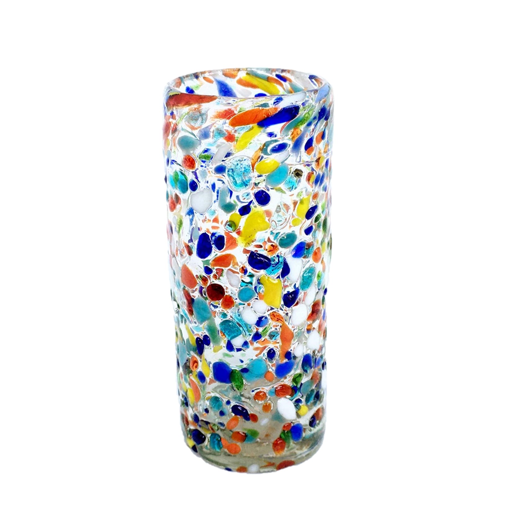 MEXICAN GLASSWARE / Confetti Rocks 2 oz Tequila Shot Glasses (set of 6) / Sip your favorite Tequila or Mezcal with these iconic Confetti Rocks shot glasses, which are a must-have of any bar. Crafted one by one by skilled artisans in Tonala, Mexico, each glass is different from the next making them unique works of art. They feature our colorful Confetti rocks design with small colored-glass rounded cristals embedded in clear glass that give them a nice feeling and grip. These shot glasses are festive and fun, making them a perfect gift for anyone. Get ready for your next fiesta!!